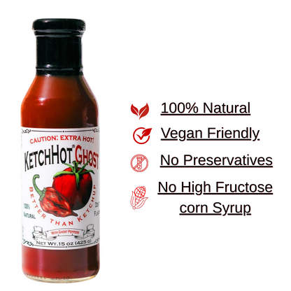 KetchHot Ghost Premium Ghost Pepper Spicy Ketchup Gourmet Hot & Tangy Tomato Sauce for Fries Burgers Snacks & Cooking Savory Flavor Dip